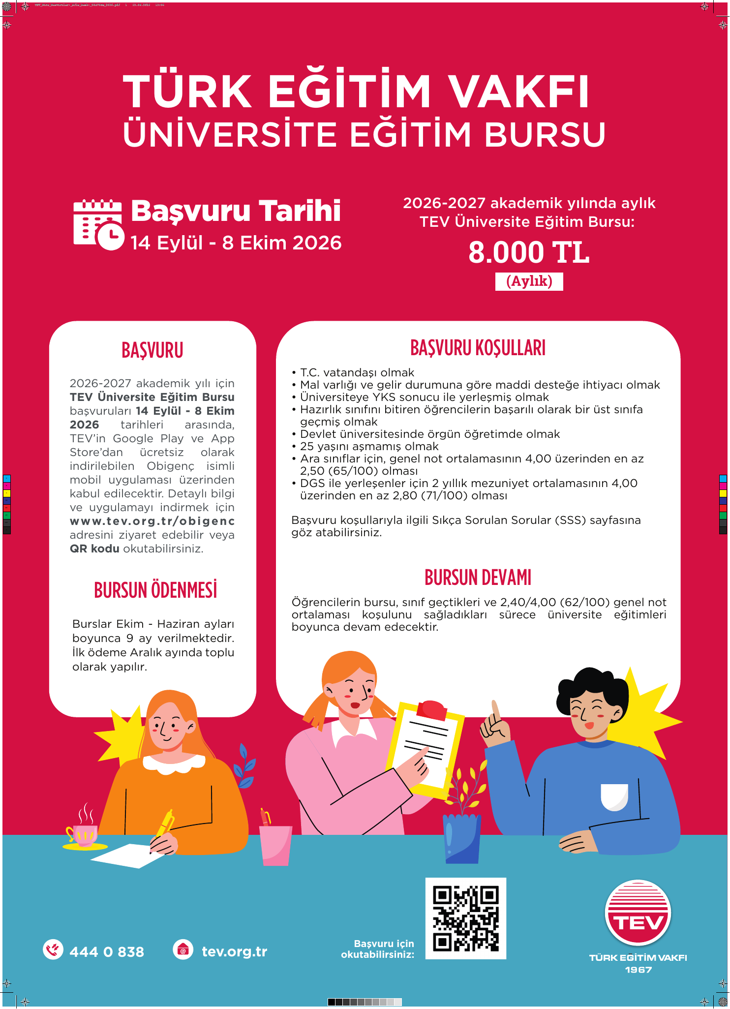2026–2027 TEV Üniversite Eğitim Bursu başvuru afişi